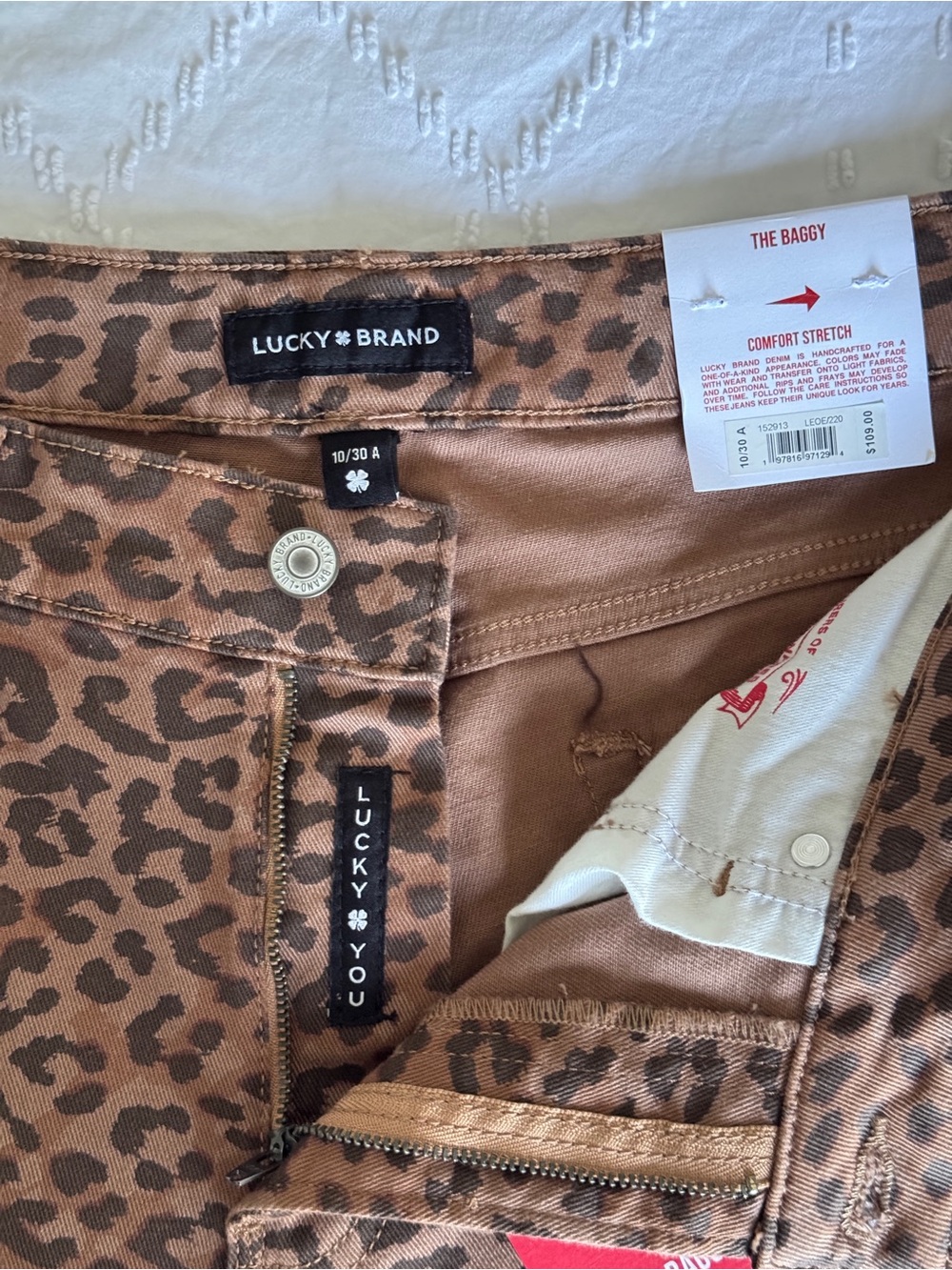 NWT Lucky Brand The Baggy Leopard Print Jeans 10/30 Brown Animal Print - Picture 10 of 13